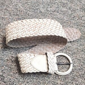 Abercrombie & Fitch Adj Distressed White Braided Leather Belt XS/S